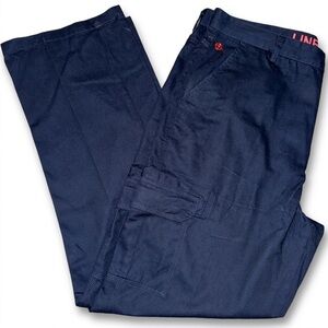 Linea Uomo Men's Navy Blue Cargo Pants 40x34 100% Cotton Workwear Casual Outdoor
